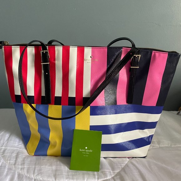 NEW Kate Spade Emma Lane Stripe Maya Tote Color - Multicolor - Picture 3 of 5